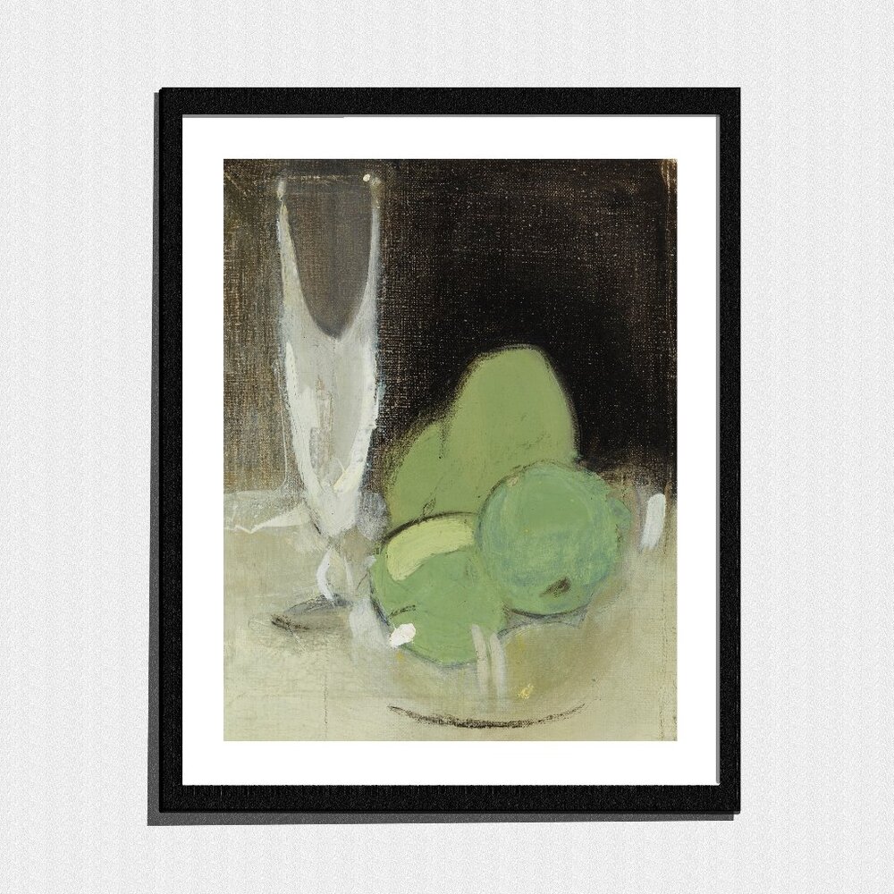 Art Print, Glass & Fruit Impressionist Still-Life Painting